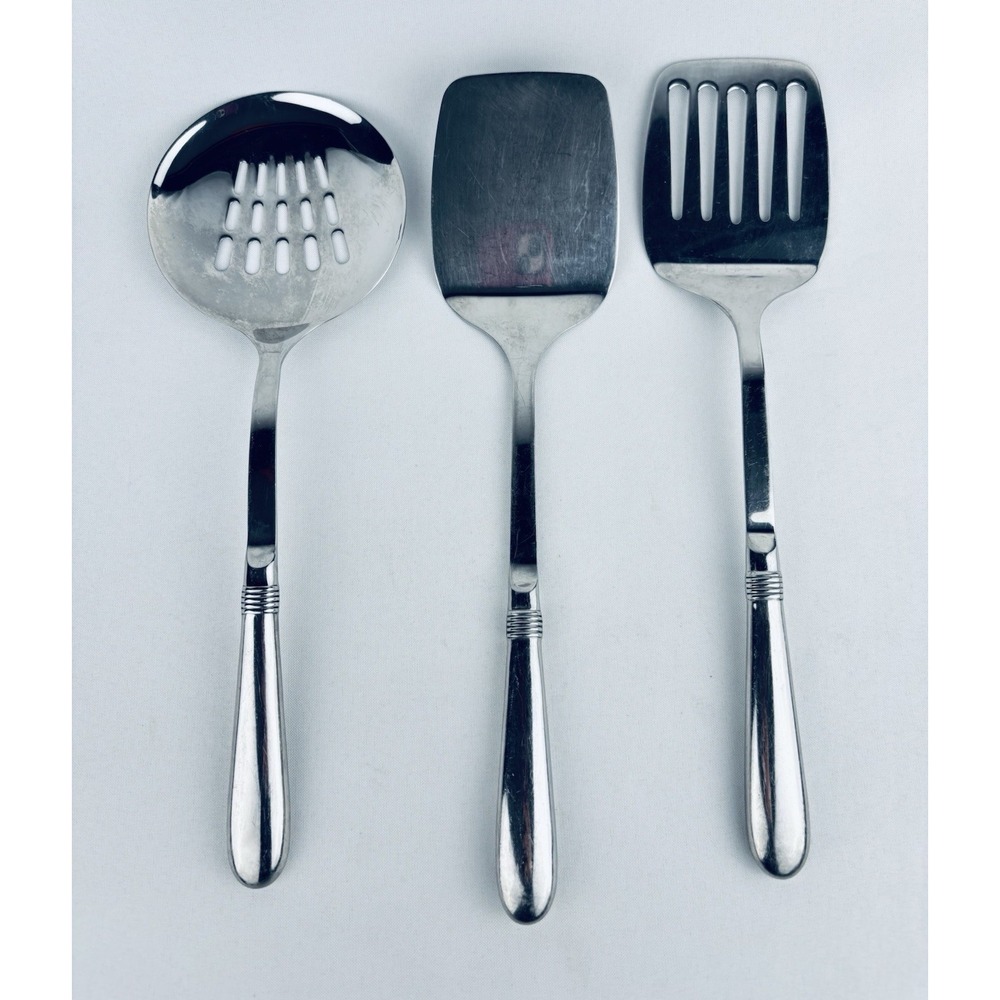 Oneida 18/8 Stainless Steel Paul Lot Of 3 Piece Serving Utensils Spatula Slotted